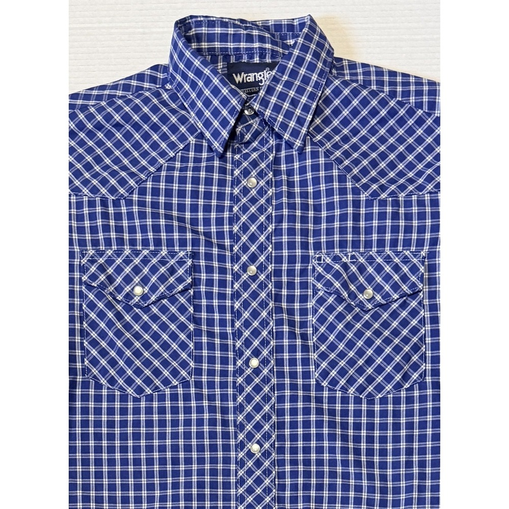 WRANGLER - Men's‎ Western Shirt - Plaid Pearl Snap Short Sleeve - Size Medium